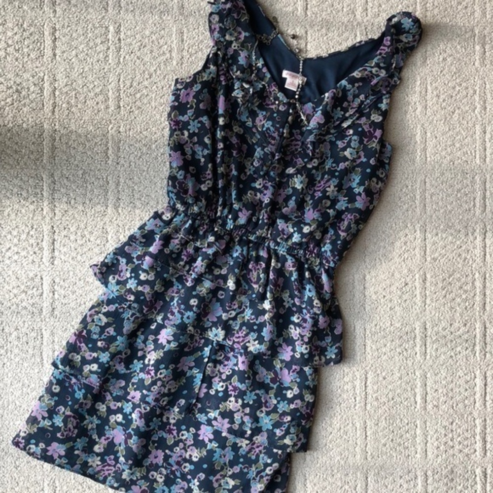 Xhilaration Print floral ruffle dress